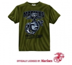 BLACK INK 1-SIDED - OLIVE DRAB ''MARINES'' GLOBAL & Anchor ''FIRST TO FIGHT'' SHIRT