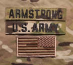MULTICAM US ARMY OCP Name Set ARMSTRONG mit US Flagge
