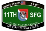 11th Special Forces Group De Oppresso Liber Military Patch