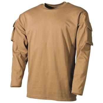 US Tactical Shirt Long sleeve mit Ärmeltaschen und Klettfäche coyote