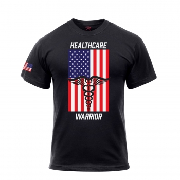 Healthcare Warrior US Flag T-Shirt - Black