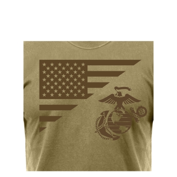 US Flag / USMC Eagle, Globe, & Anchor T Shirt Oliv Drab