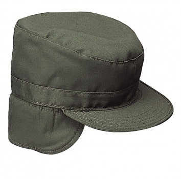 US BDU GI Army Vintage OD Green Cap with flaps
