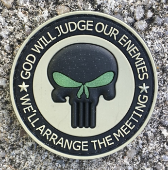 SKULL *GOD WILL JUDGE OUR ENEMIES* WE`LL ARRANGE THE MEETTING PVC Velcro patch