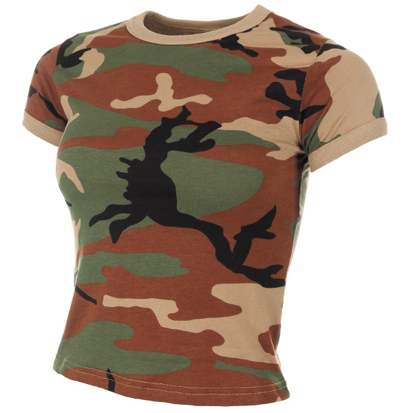 US T-Shirt Damen woodland camouflage