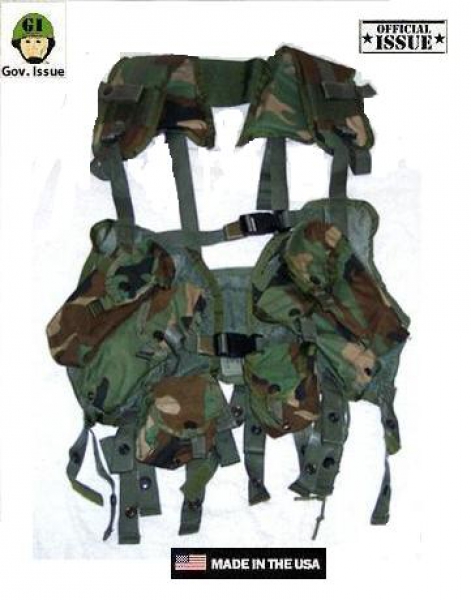 US ARMY TACTICAL ENHANCED LOAD BEARING VEST LBV WOODLAND CAMOUFLAGE