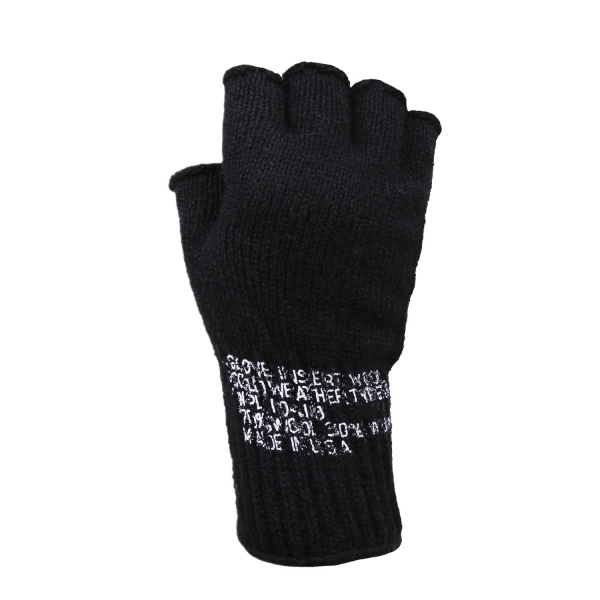 US Army Fingerless Wool Gloves Black