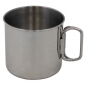 Preview: Edelstahl Tasse mit Klappgriffe 450 ml