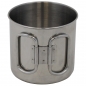 Preview: Edelstahl Tasse mit Klappgriffe 450 ml