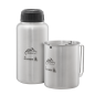 Preview: PATHFINDER Stainless Steel Water Bottle 1.1 Ltr with Nesting Cup Set