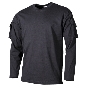 US Tactical Shirt Long sleeve mit Ärmeltaschen und Klettfäche schwarz
