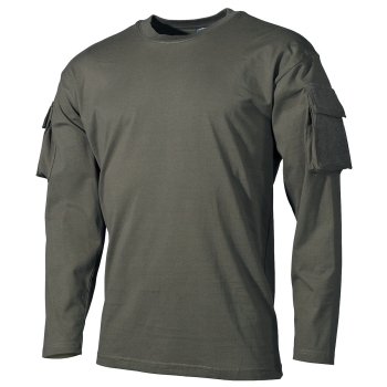 US Tactical Shirt langarm mit Ärmeltaschen und Klettfäche oliv