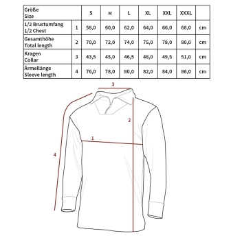 Troyer Shirt Microfleece langarm schwarz 200 g/m²
