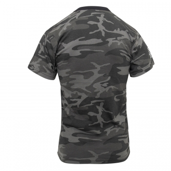 Distressed US Flag Athletic Fit T-Shirt Black Camo