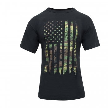 Distressed US Flag Athletic Fit T-Shirt camo