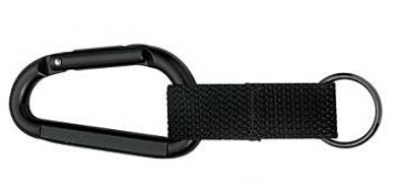 JUMBO 80MM CARABINER WITH WEB STRAP KEY RING BLACK