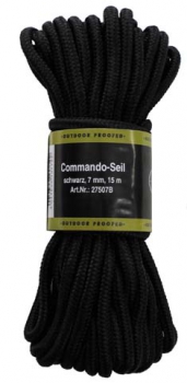 Commando Seil schwarz 7 mm x 15 Meter