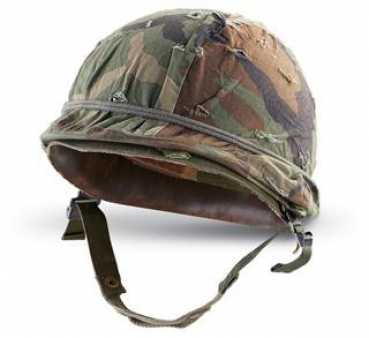 US ARMY M1 Stahlhelm mit Wooland Camouglage Cover u. Cat Eye Band