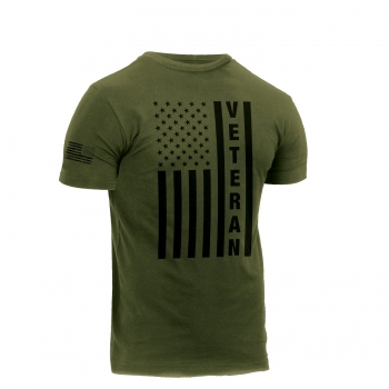US Soldier Veteran Flag T-Shirt OD Green