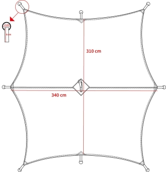 Hexagon Tarp Flecktarn ca. 340 x 310 M