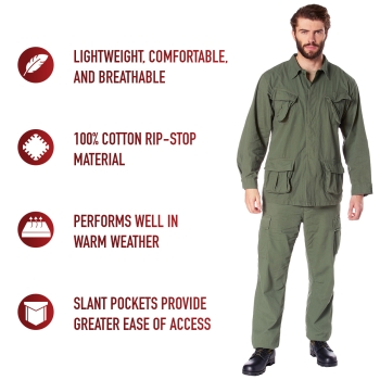 US Army NAM Vintage Fatigue Cotton Shirt Olive Drab