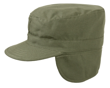 US BDU GI Army Vintage OD Green Cap with flaps