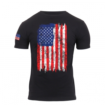 Distressed US Flag Athletic Fit T-Shirt