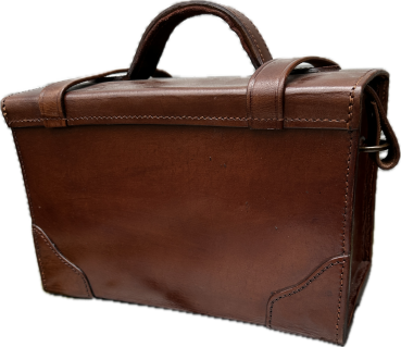VINTAGE LEDERTASCHE MIT TRAGEGURT BRAUN