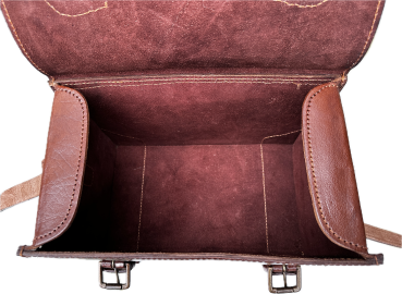 VINTAGE LEDERTASCHE MIT TRAGEGURT BRAUN