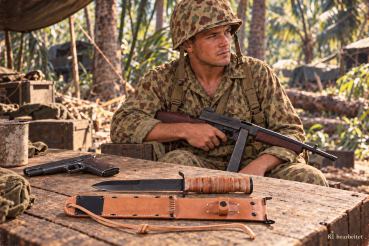 Preview: US M3 Kampfmesser mit Ledergriff & M6 Lederscheide – Repro