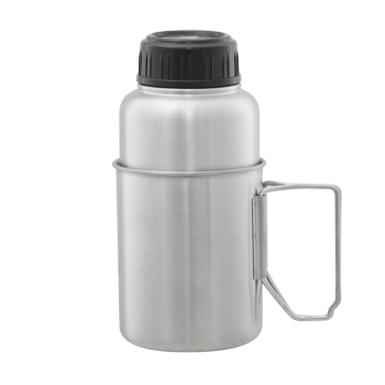 PATHFINDER Stainless Steel Water Bottle 1.1 Ltr with Nesting Cup Set