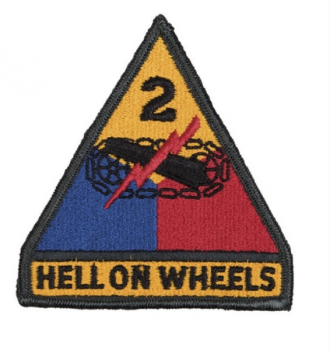 US ARMY 2nd Armor Division HELL ON WHEELS Klett Patch Full Color
