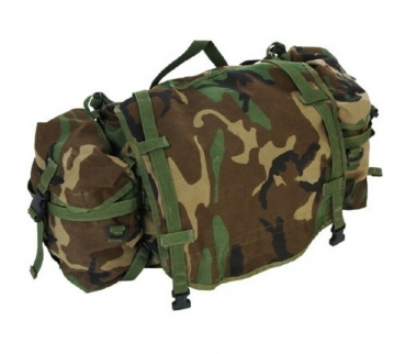 US Army Main Pack w 2 Sustainment MOLLE woodland camouflage Taschen