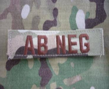 MULTICAM Blood Type Blutgruppe AB NEG patch with Velcro
