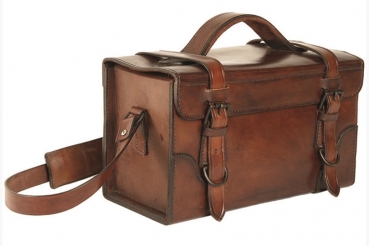 VINTAGE LEDERTASCHE MIT TRAGEGURT BRAUN