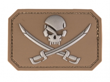 Calico Jack Skull 3D PVC Klettabzeichen coyote