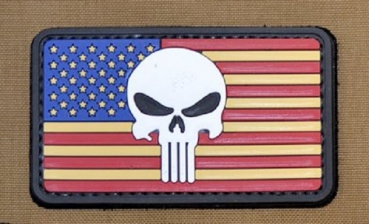 Skull USA Flag PVC Velcro patch