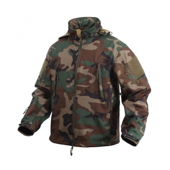 SPECIAL OPS TACTICAL SOFT SHELL FLEECE JACKE WOODLAND CAMOUFLAGE