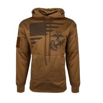 US Flag / USMC Eagle, Globe, & Anchor Concealed Carry Hoodie Coyote