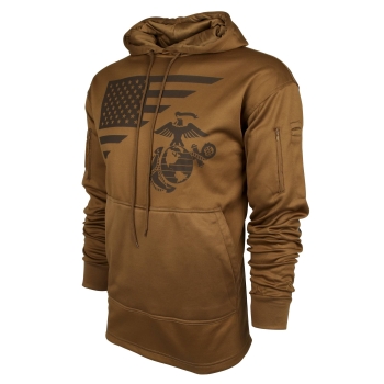 US Flag / USMC Eagle, Globe, & Anchor Concealed Carry Hoodie Coyote