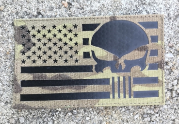 US Flag Punisher USA Flagge IR Infrarot Jumbo Patch Lasercut multicam mit Klett