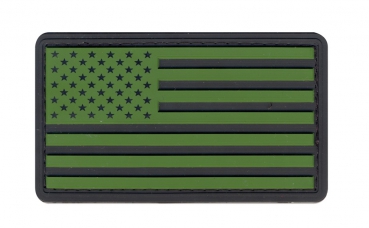 US Flag Black Green PVC Patch With Hook Back