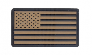 US Flag Black Khaki PVC Patch With Hook Back