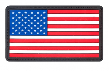 US Flag Black White Blue PVC Patch With Hook Back