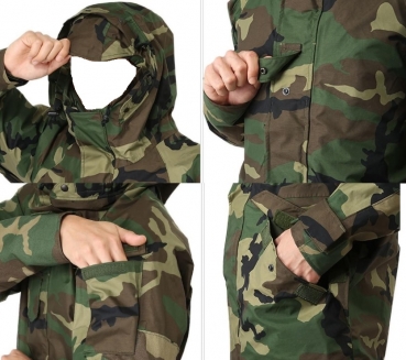 Preview: US Army ECWCS Cold Weather Nässeschutz Jacke woodland camouflage