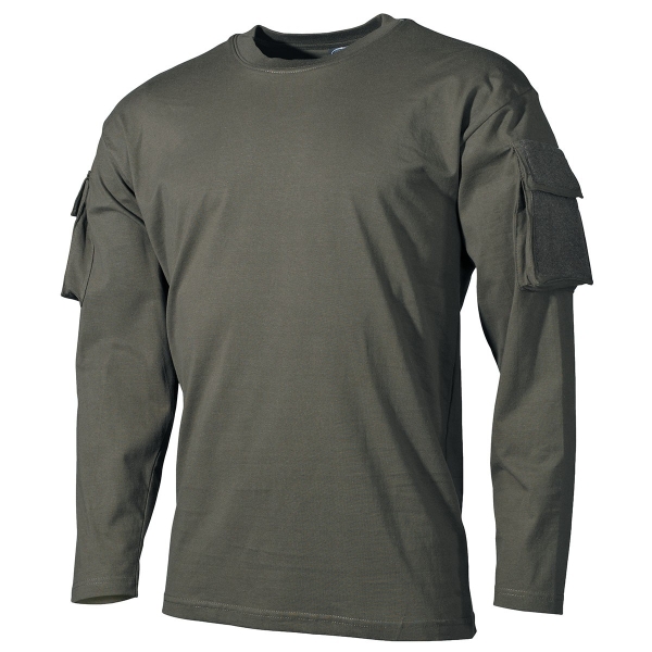 US Tactical Shirt langarm mit Ärmeltaschen und Klettfäche oliv