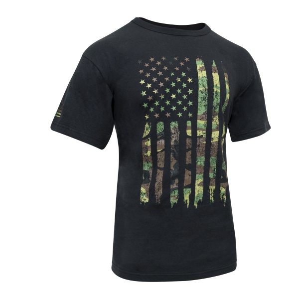 Distressed US Flag Athletic Fit T-Shirt camo