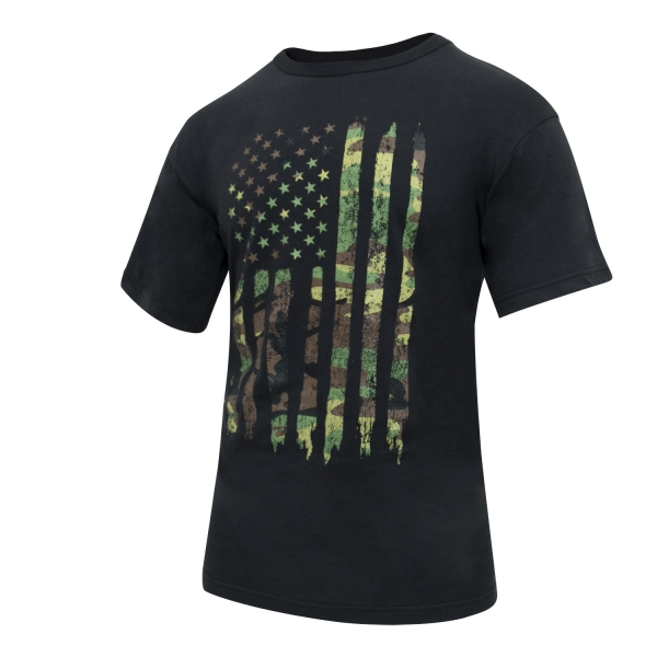 Distressed US Flag Athletic Fit T-Shirt camo
