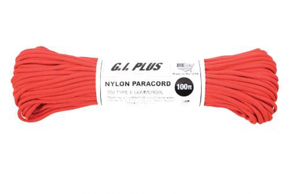 US MADE Parachute Fallschirmleine 550LB NYLON 100 FT / RED