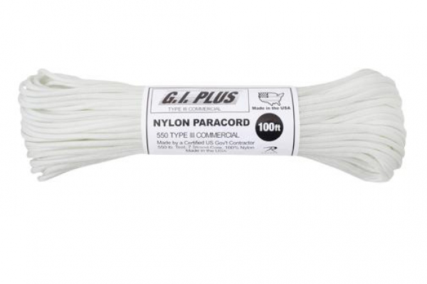 US MADE Parachute Fallschirmleine 550LB NYLON 100 FT / WHITE